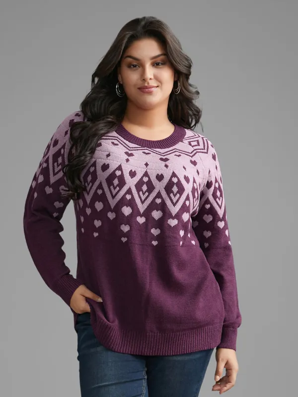 Heart Round Neck Raglan Sleeve Pullover sold by Bloomchic