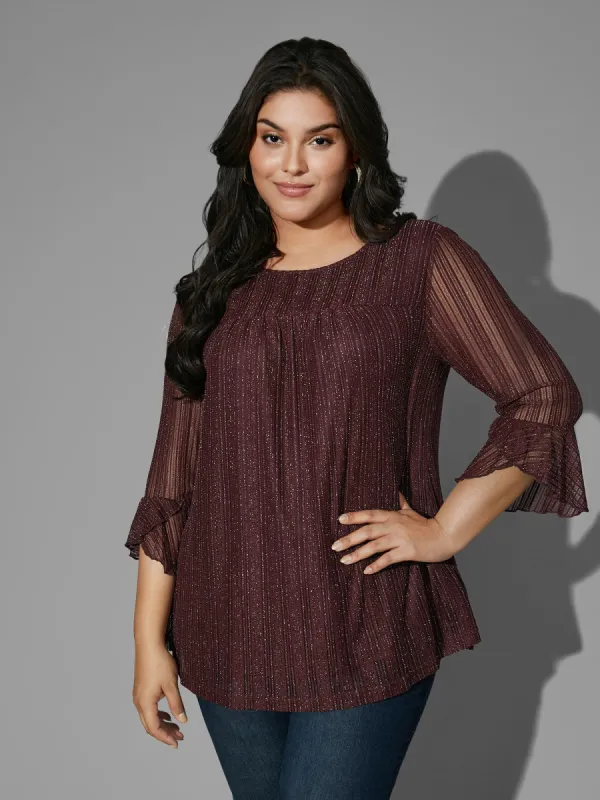 Glitter Gathered Patchwork Ruffles Top sold by Bloomchic