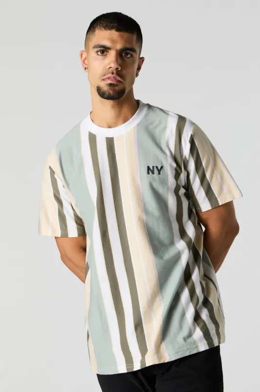 T-shirt rayé avec motif brodé sold by Urban Planet