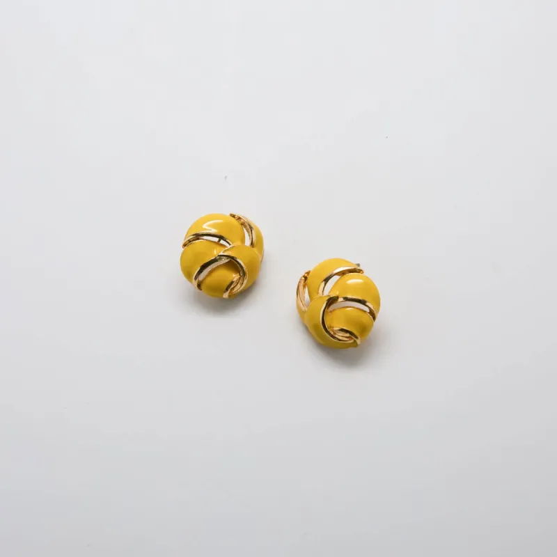Vintage Yellow Enamel Earrings sold by Admiral Row