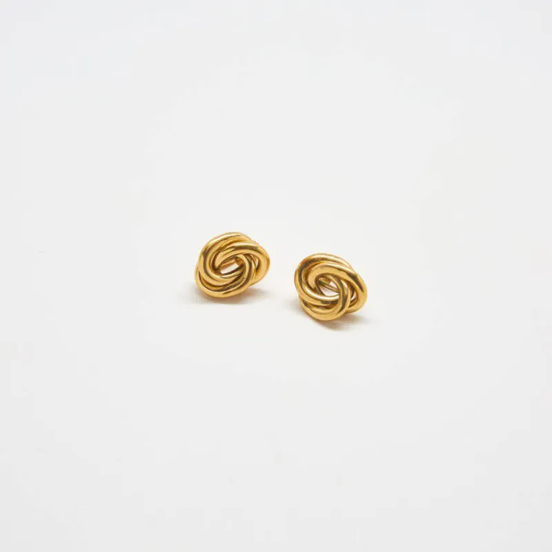 Vintage Trifari Tiny Gold Knot Earrings sold by Admiral Row
