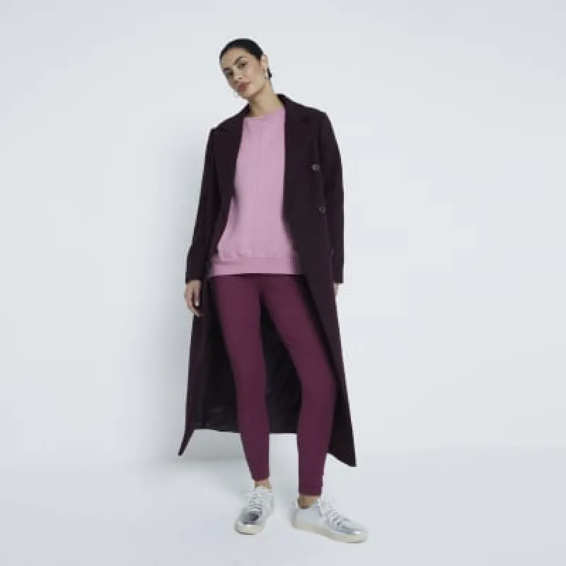 Red High Waisted Ribbed Leggings sold by River Island