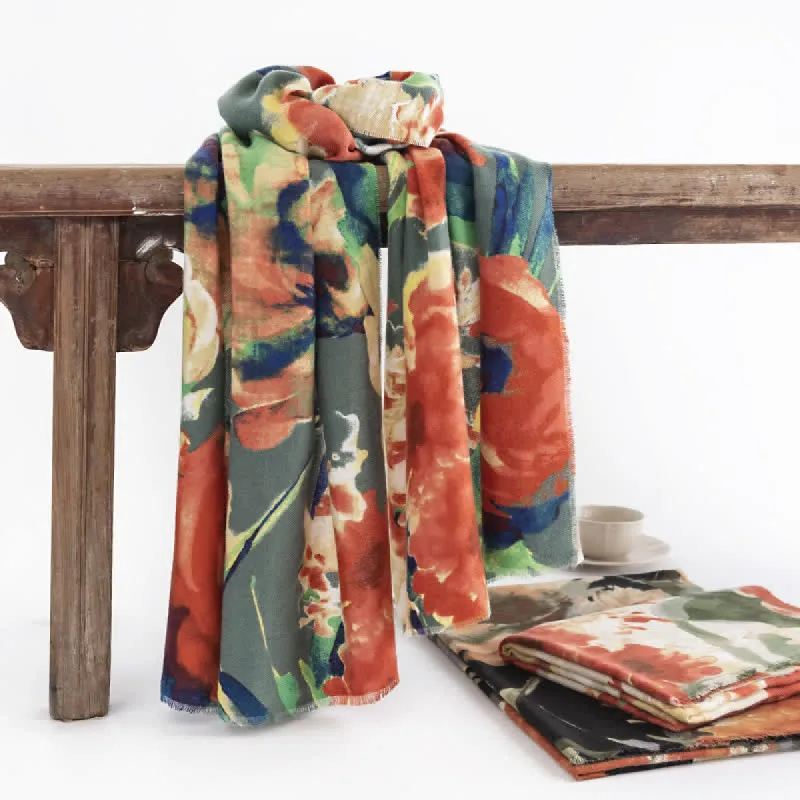 Women's Colorful Fashion Vintage Floral Print Scarf sold by FloralTrip