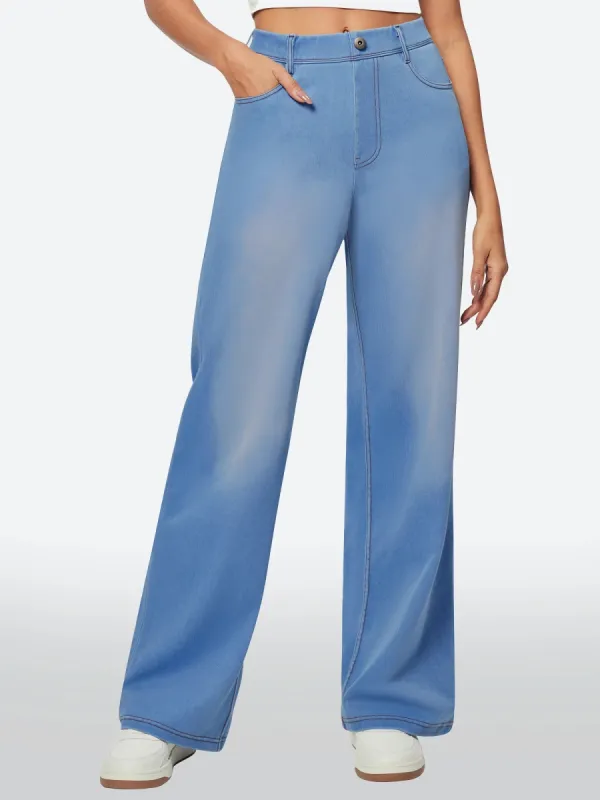 IUGA FlexDenim® High Waist Pull On Wide Leg Jeans sold by IUGA
