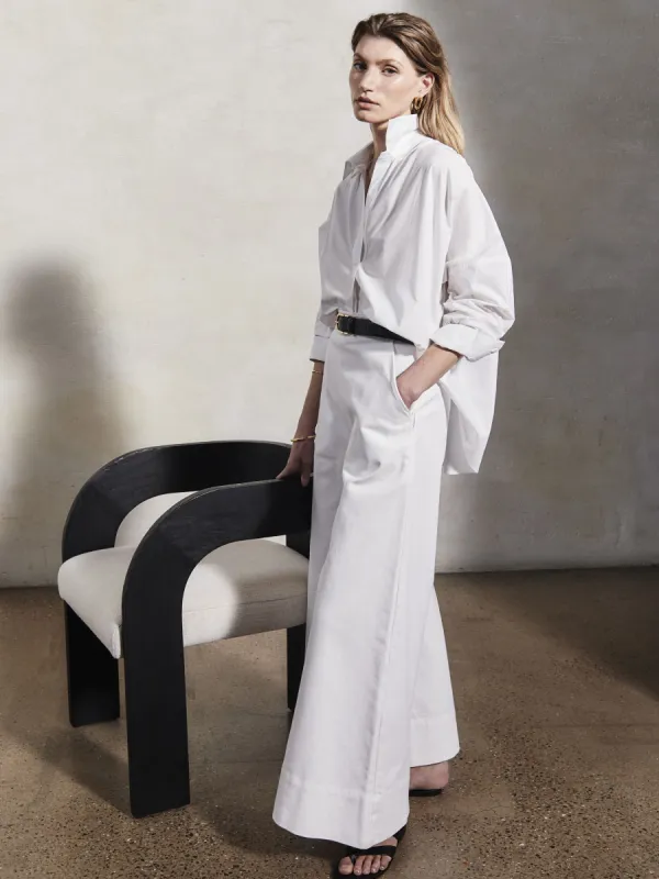 GRETA - White Cotton Drill Trousers sold by Mondo Corsini