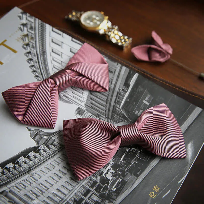 Men's Gentle Rose Pink Twilled Wedding Silk Bow Tie sold by FloralTrip