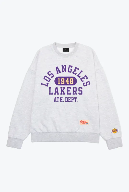 Los Angeles Lakers Athletic Club Heavyweight Crewneck - Ash sold by Peace-Collective