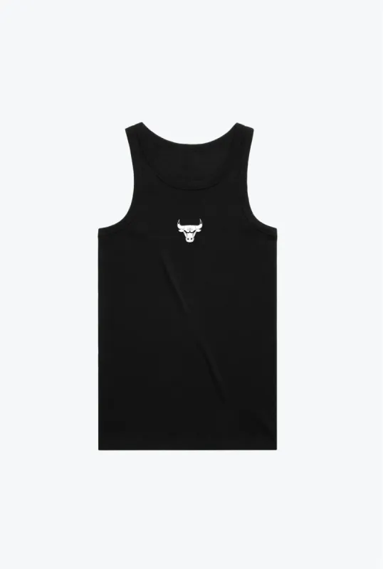 Chicago Bulls Centre Chest Ribbed Tank Top - Black sold by Peace-Collective