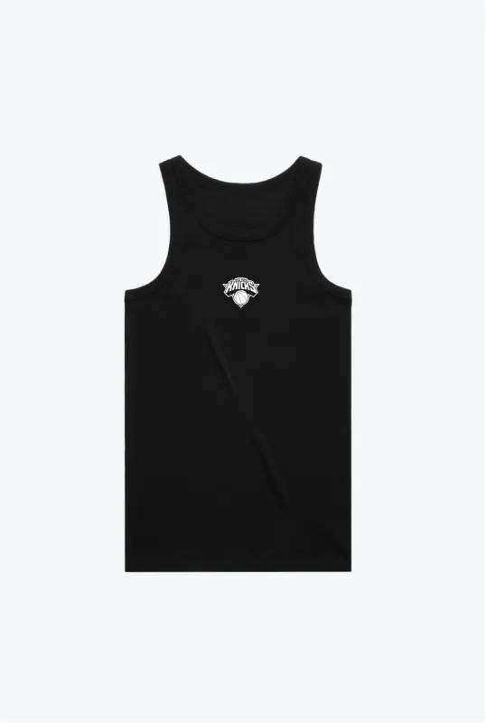 New York Knicks Centre Chest Ribbed Tank Top - Black sold by Peace-Collective