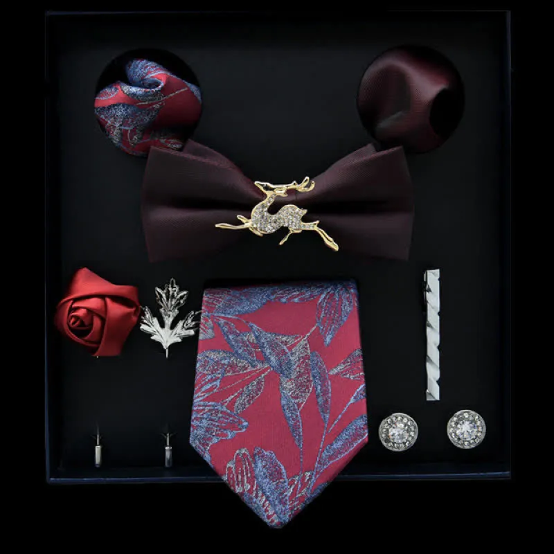 8Pcs Burgundy&VioletRed Floral Casual Necktie Bow Ties Gift Box sold by FloralTrip
