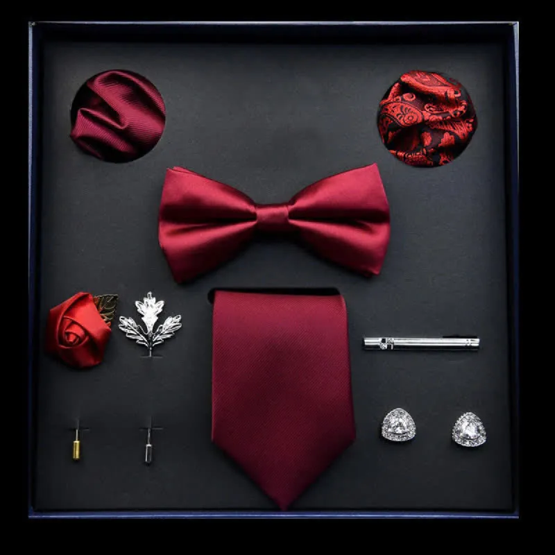 8Pcs DarkRed Menswear Classic Business Bow Ties Gift Box sold by FloralTrip