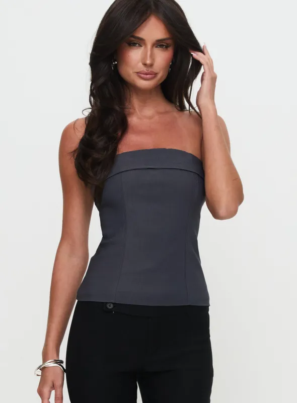 Good Looking Strapless Top Charcoal sold by Princess Polly
