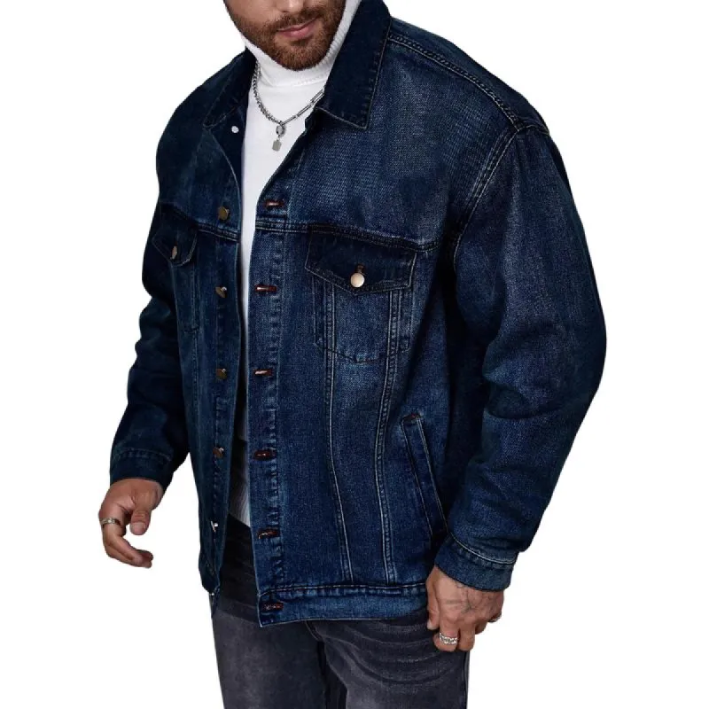 Men's Vintage Washed Lapel Denim Jacket 45852585X sold by Manly