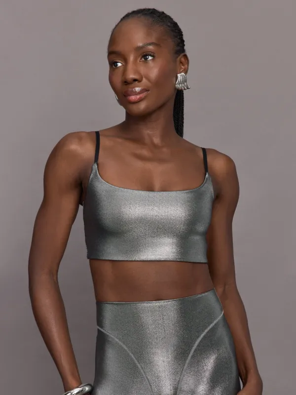 Liquid Metallic Scoop Bra - Metallic Silver sold by Carbon38