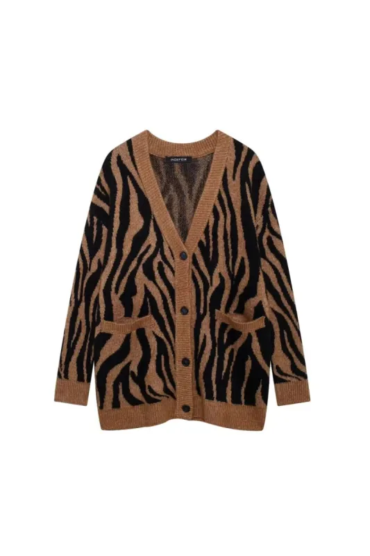 'Chloe ' Wild Animal-Print Knitted Jacket sold by Goodnight Macaroon