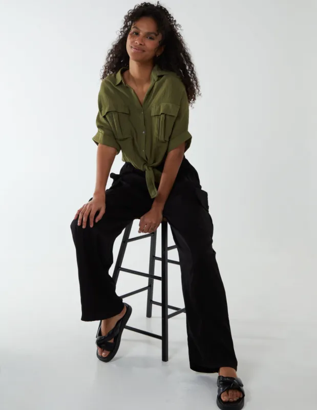 Wide Leg Cargo Trousers sold by Blue Vanilla