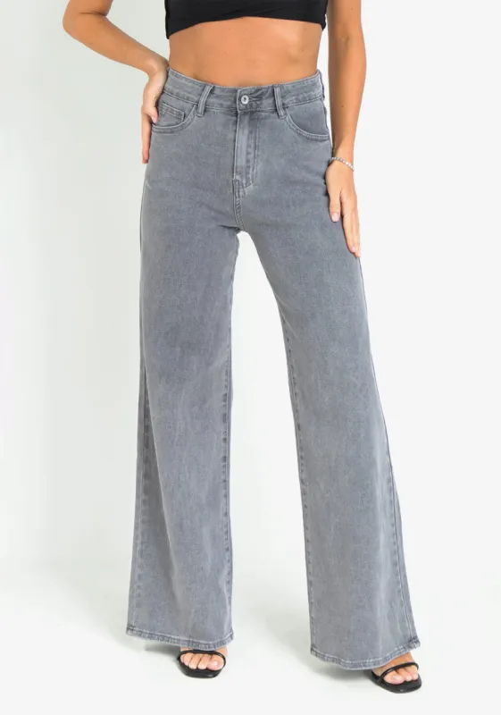Laura Grey High Rise Wide Leg Jeans sold by Missy Empire
