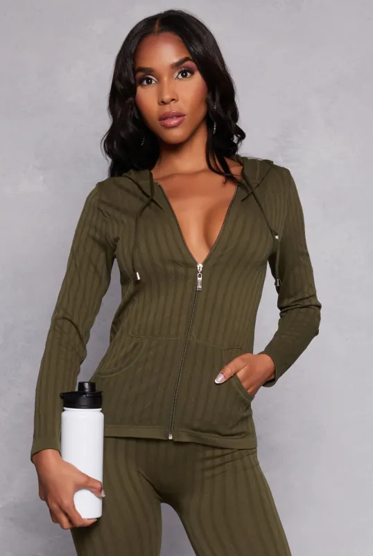 Seamless Shadow Stripe Zip Hooded Top sold by Rainbow