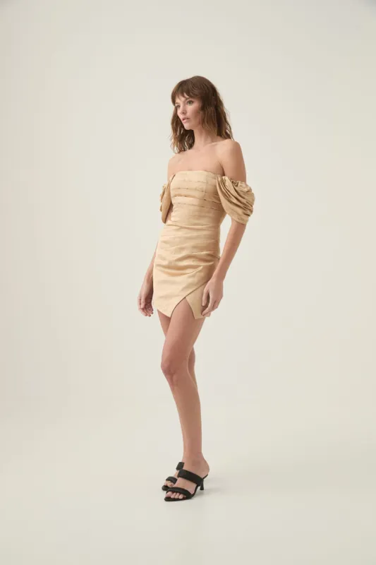 Paradise Wrap Front Mini Dress sold by Aje