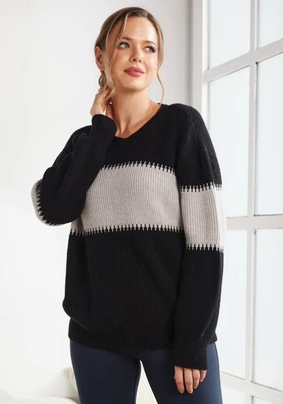 Colorblock Crewneck (Black) sold by Betabrand