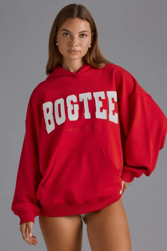 Appliqué Oversized Hoodie in Cherry Red sold by Oh Polly