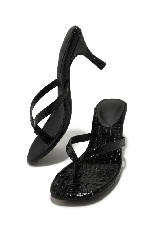 Tania Single Sole Mule Heels - Black Croc sold by Miss Lola