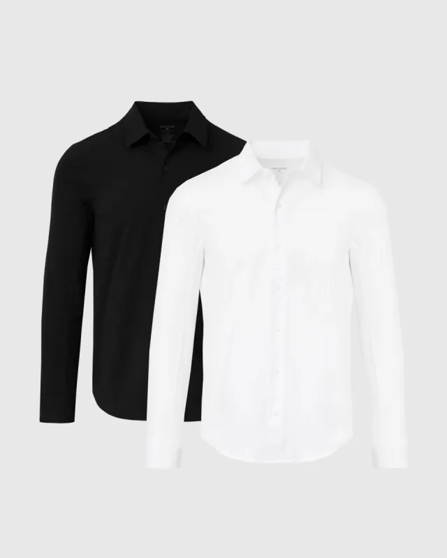 Black & White Commuter Long Sleeve Shirt 2-Pack sold by True Classic