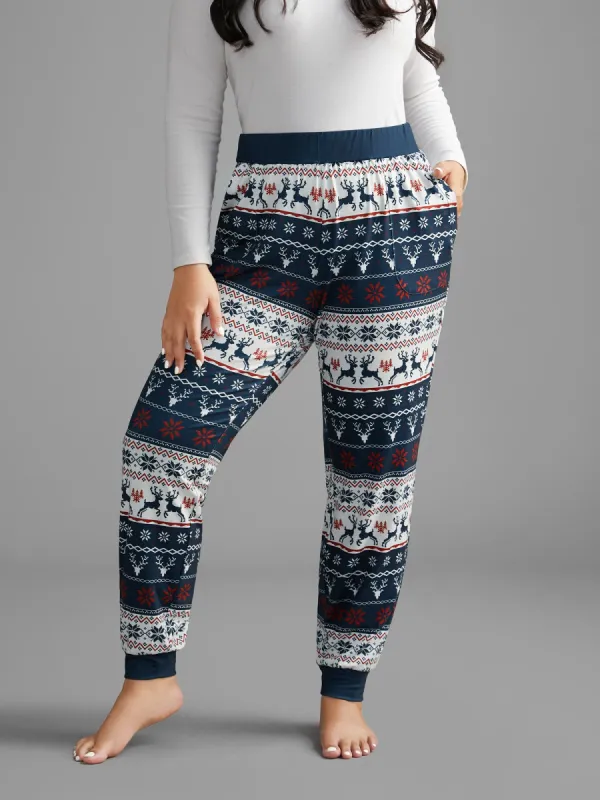 Snowflakes Printed Pocket Knit Lounge Pants sold by Bloomchic