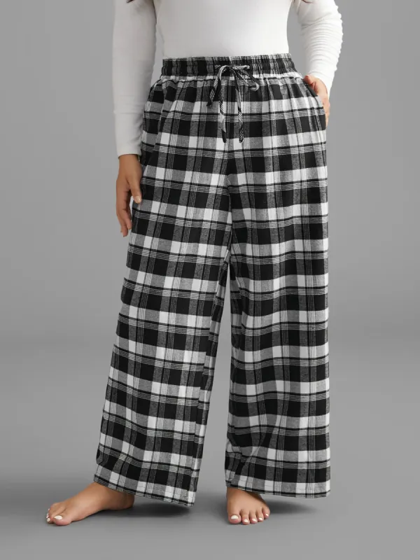 Plaid Drawstring Elastic Waist Lounge Bottoms sold by Bloomchic