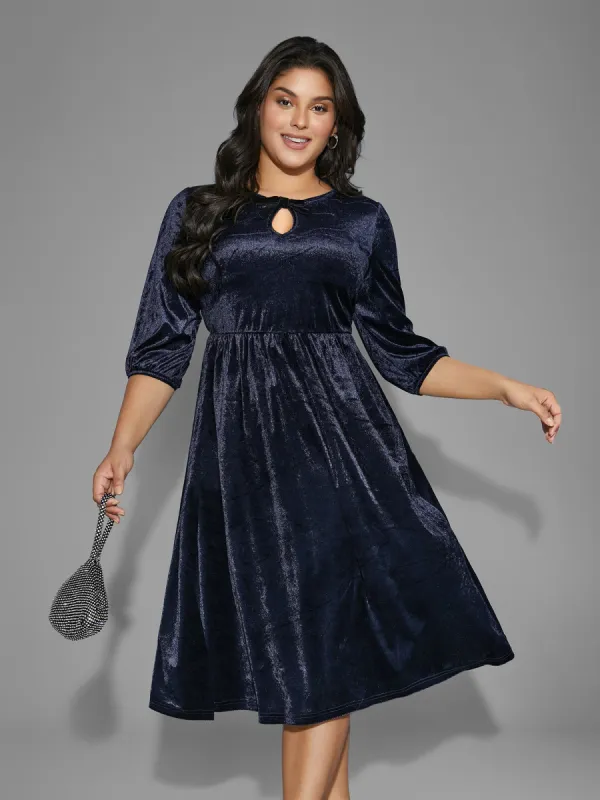 Velvet Keyhole Bowknot Midi Dress sold by Bloomchic