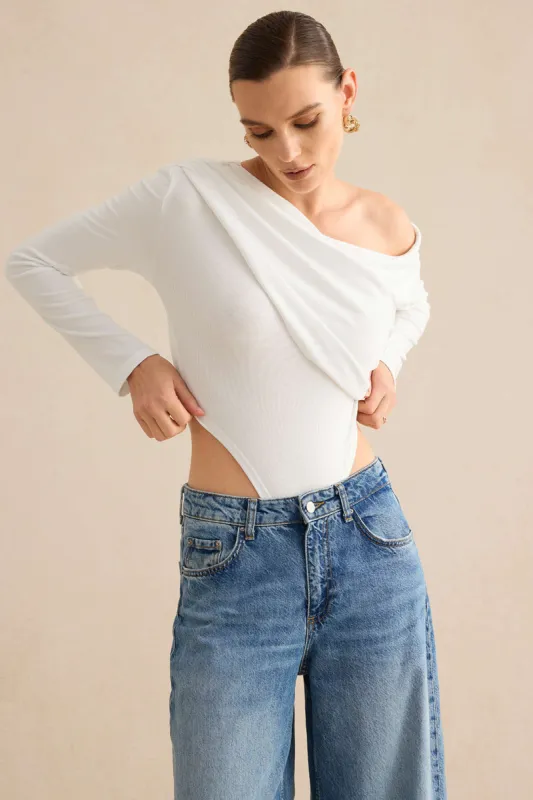 Asymmetrical Long Sleeve Bodysuit sold by Micas