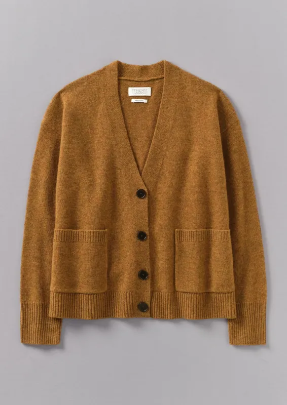 Ffion Wool Cashmere Boxy Cardigan | Turmeric sold by TOAST