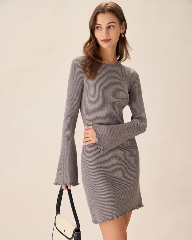 Grey Boat Neck Sweater Mini Dress sold by rihoas