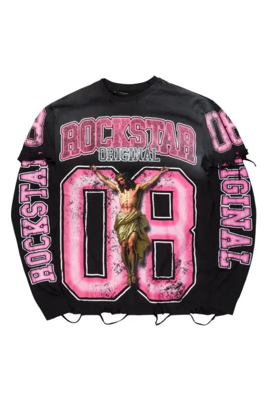 Tariqa Black Double Layer Graphic T-Shirt sold by Rockstar Original
