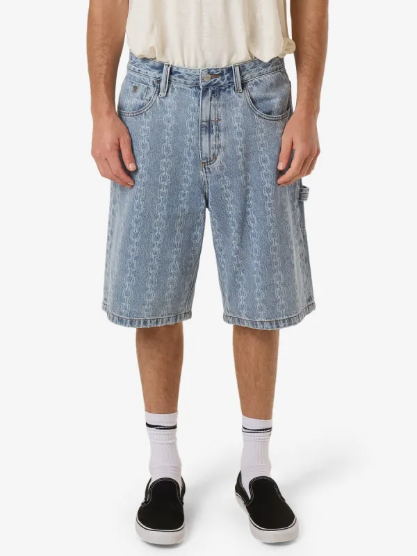 Chain Reaction Big Slacker Denim Short - Faded Rinse Indigo sold by Thrills