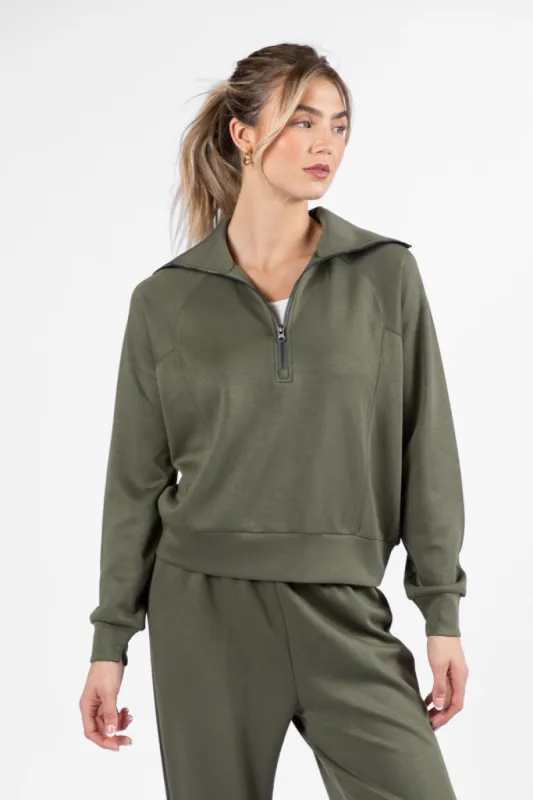 Let's Just Stay Green Quarter Zip Knit Pullover FINAL SALE sold by Pink Lily
