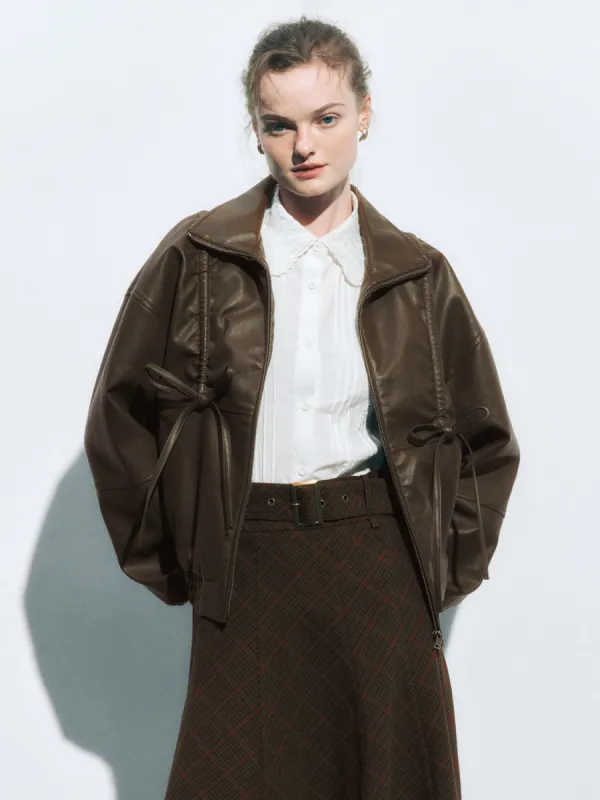 Bow Decor Leather Jackets sold by Urban Revivo