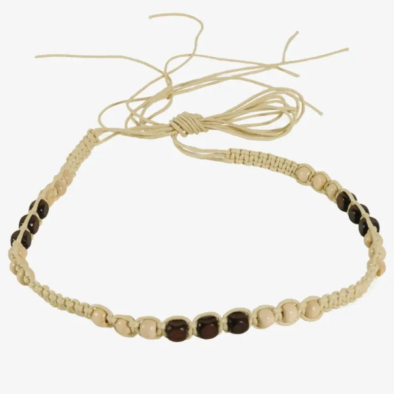 Pine | Macrame Knot Natural Twine Hat Band With Wood Beads sold by American Hat Makers