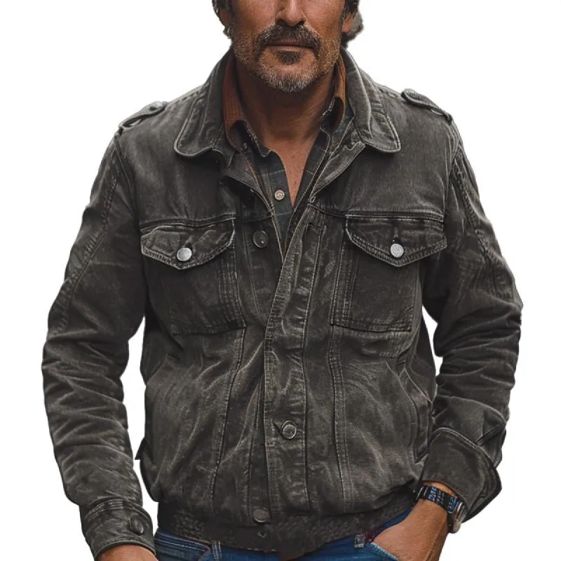 Men's Vintage Washed Distressed Denim Jacket 17897900X sold by Manly