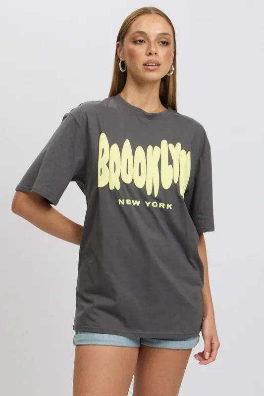 Grey Graphic Tee Short Sleeve sold by Ally Fashion