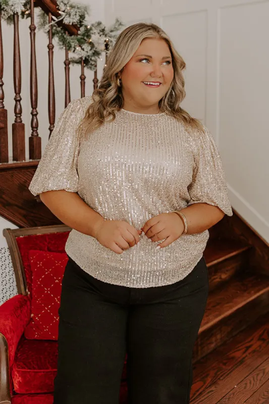 Champagne Sippin' Sequin Top Curves sold by Impressions