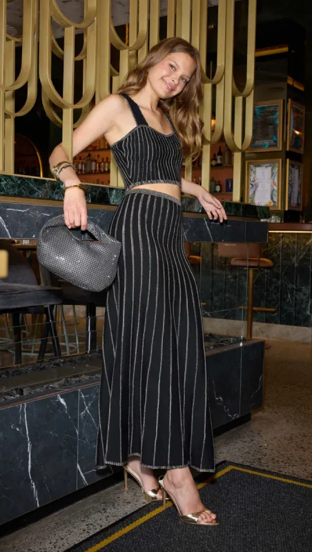 Celia Lurex Stripe Midi Skirt - Final Sale sold by MINKPINK