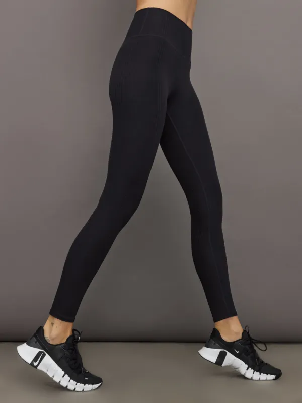 High Rise Legging in Ribbed Melt - Black sold by Carbon38