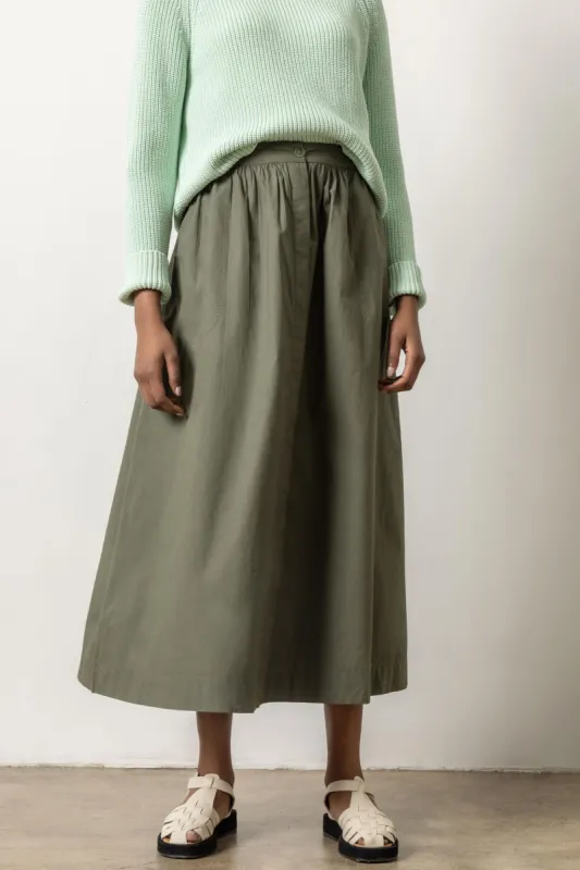 Poplin Button Front Skirt | Kale sold by Belletique