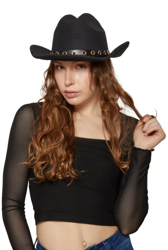 Grommet Detail Cowboy Hat sold by Rainbow