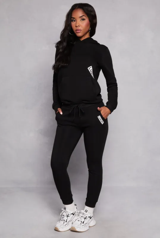 Fleece Luxury Graphic Drawstring Joggers sold by Rainbow