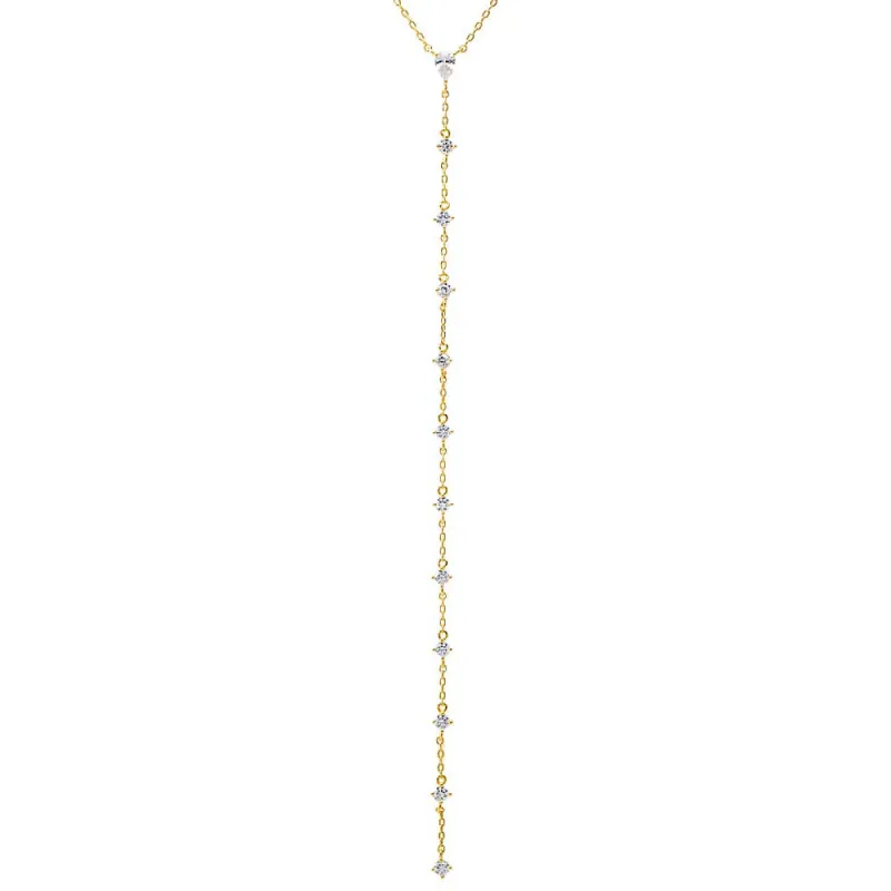 CZ Teardrop Drop Lariat Necklace sold by Adina Eden's