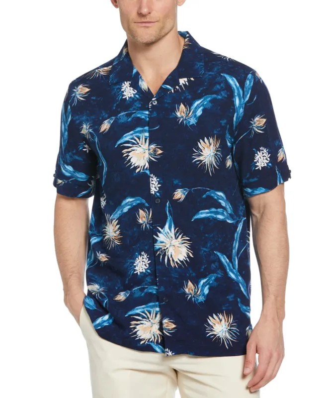 Big & Tall Floral Print Cuban Collar Shirt sold by Cubavera