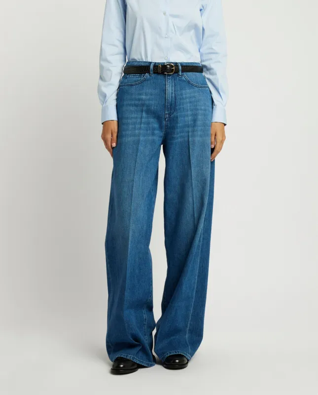 Hoge taille jeans met wijde pijpen sold by Pauw Amsterdam
