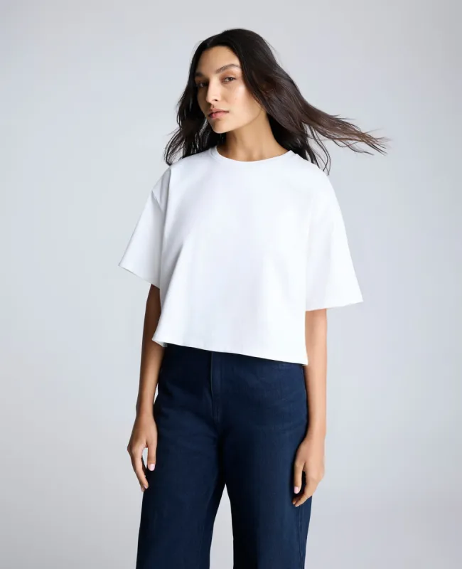 Foil Message Cotton Cropped Tee sold by Kenneth Cole